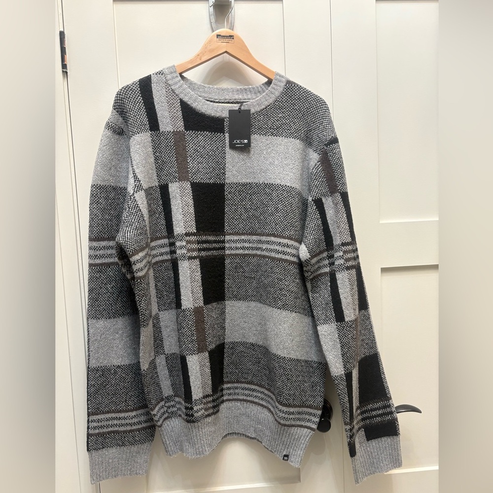 Joe's Jeans Gray and Black Checkered Men's Sweater